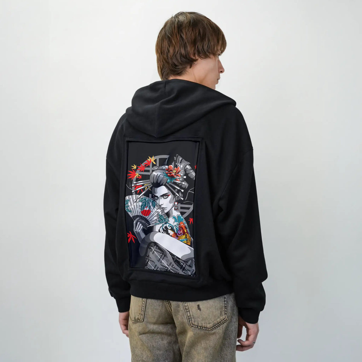 irezumifan patch on male essential zip hoodie in after hours