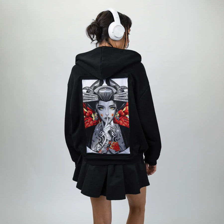 irezumishh patch on female essential zip hoodie in after hours