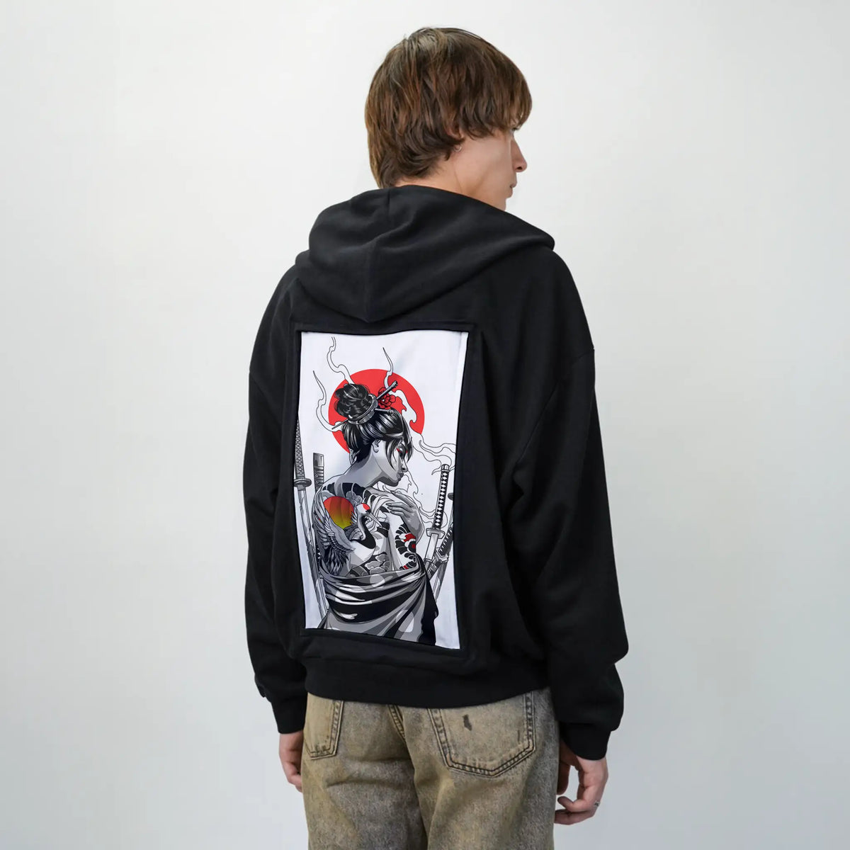 irezumiswan patch on male essential zip hoodie in after hours