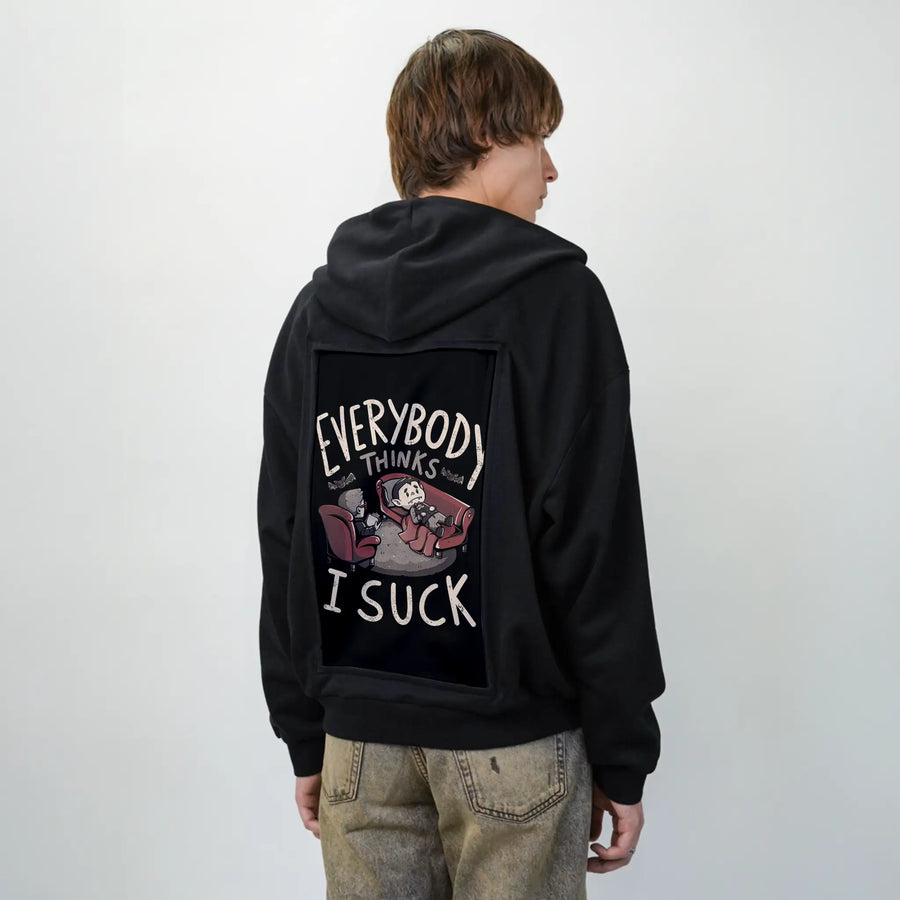 isuck patch on male essential zip hoodie in after hours