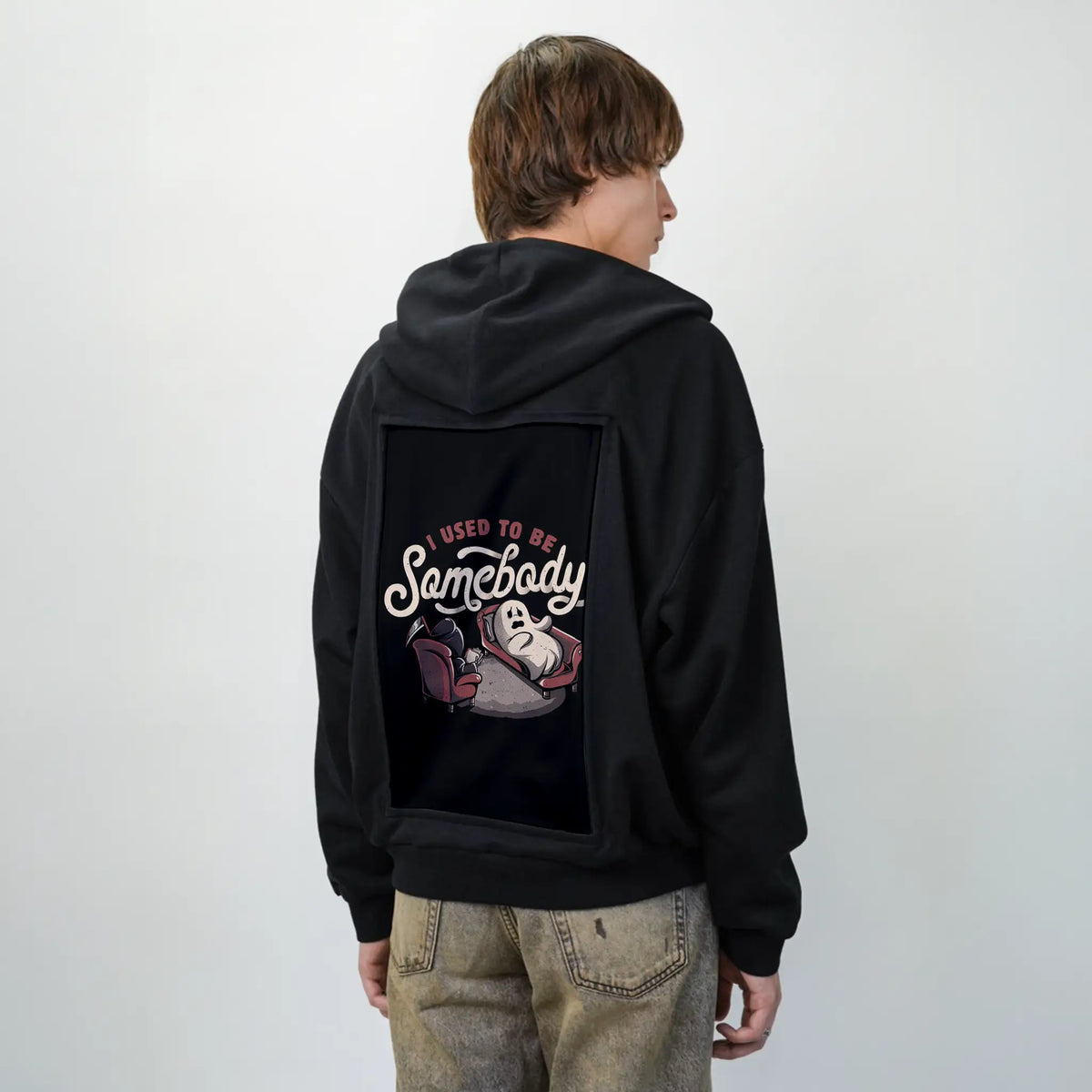 iusedtobesomebody patch on male essential zip hoodie in after hours