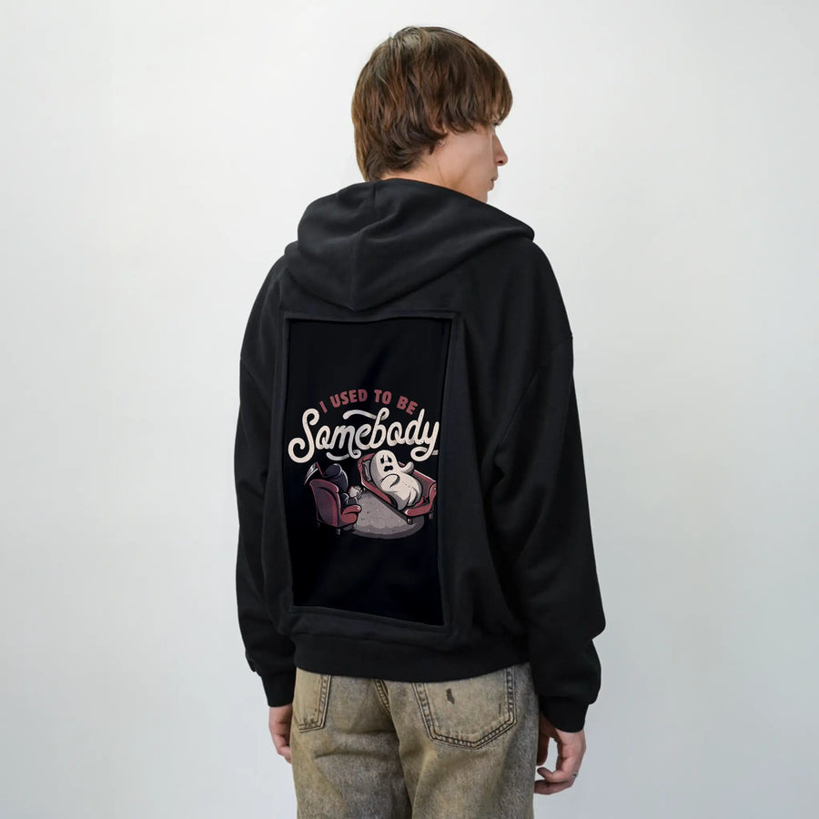 iusedtobesomebody patch on male essential zip hoodie in after hours