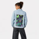 izanamilime patch on female og denim jacket in oceanside