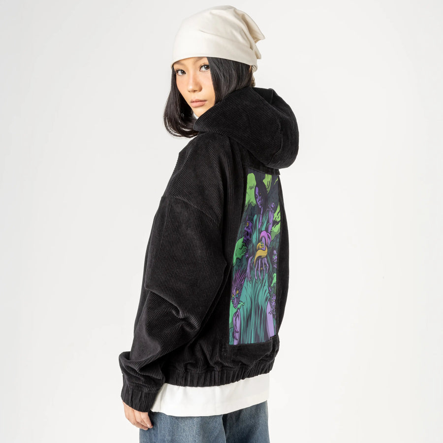 izanamilime patch on female retro cord hoodie in onyx