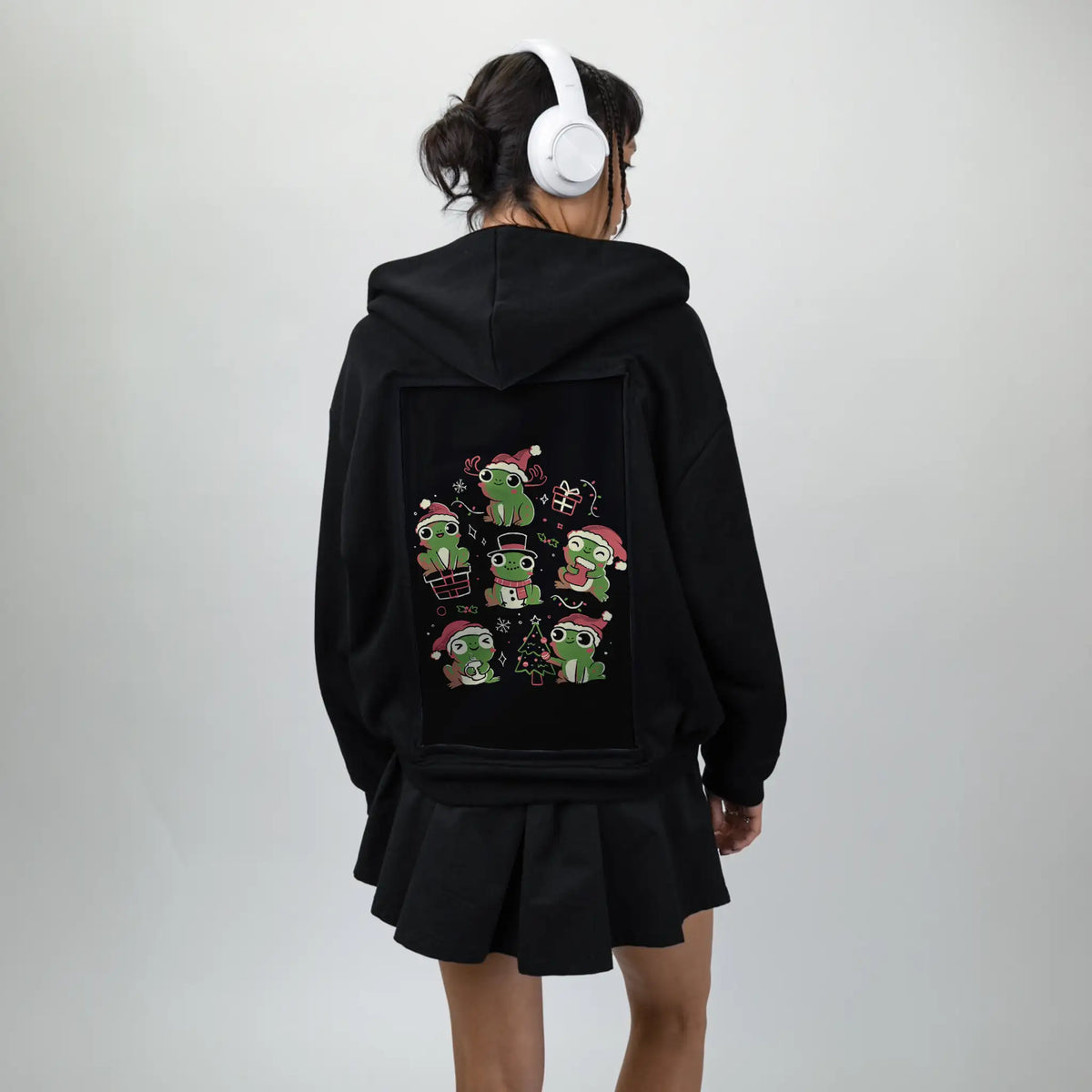 jollyfrogs patch on female essential zip hoodie in after hours