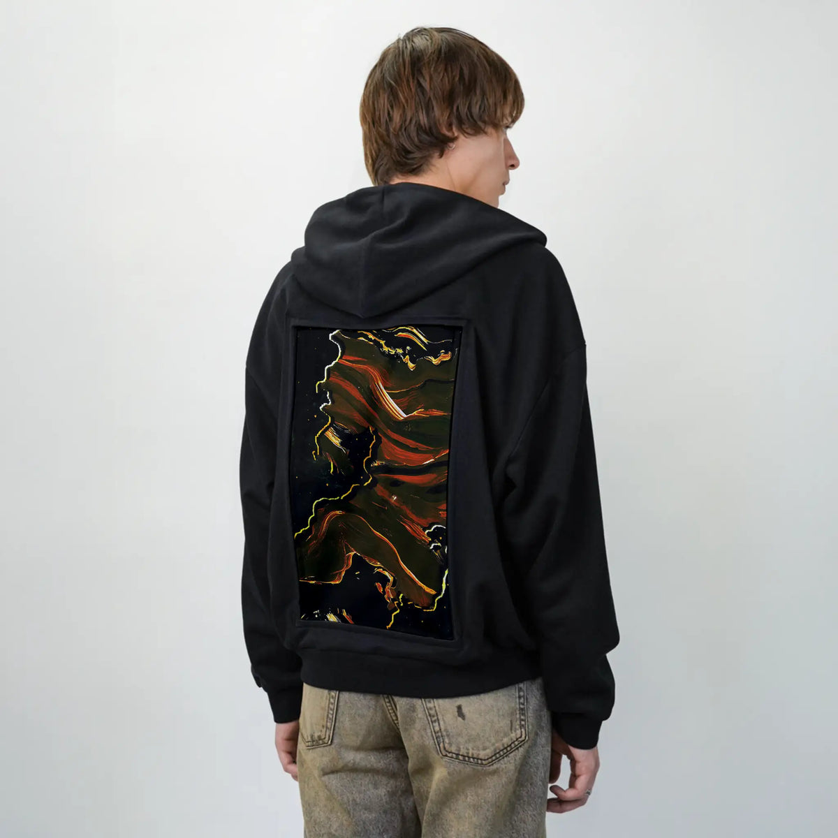 journeytotheinnerworld patch on male essential zip hoodie in after hours