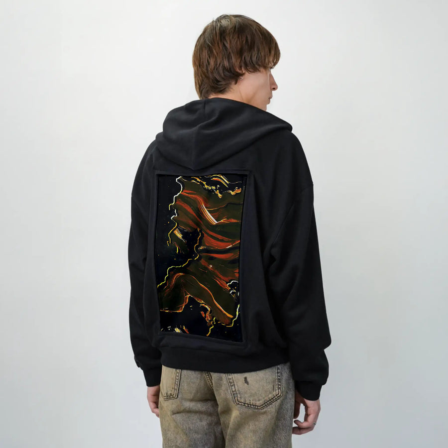 journeytotheinnerworld patch on male essential zip hoodie in after hours