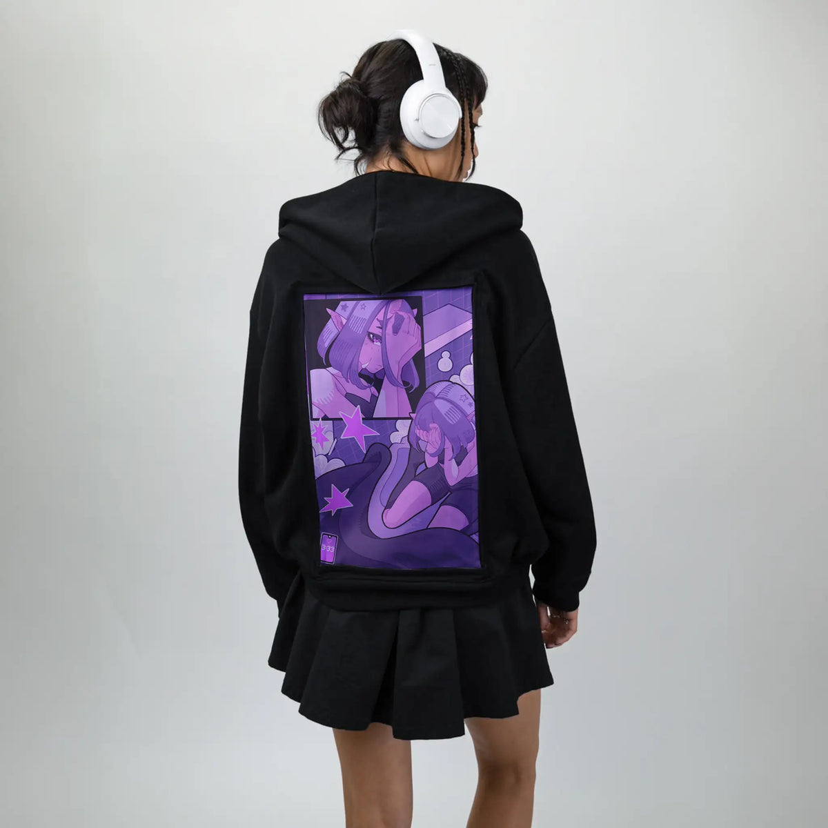 justadream patch on female essential zip hoodie in after hours