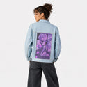 justadream patch on female og denim jacket in oceanside