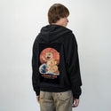 kaijumeowster patch on male essential zip hoodie in after hours
