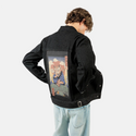 kamemeowster patch on male og denim jacket in raven