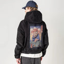 kamemeowster patch on male retro cord hoodie in onyx