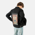 kamimeowstercat patch on male og denim jacket in raven