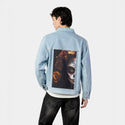 karlota patch on male og denim jacket in oceanside