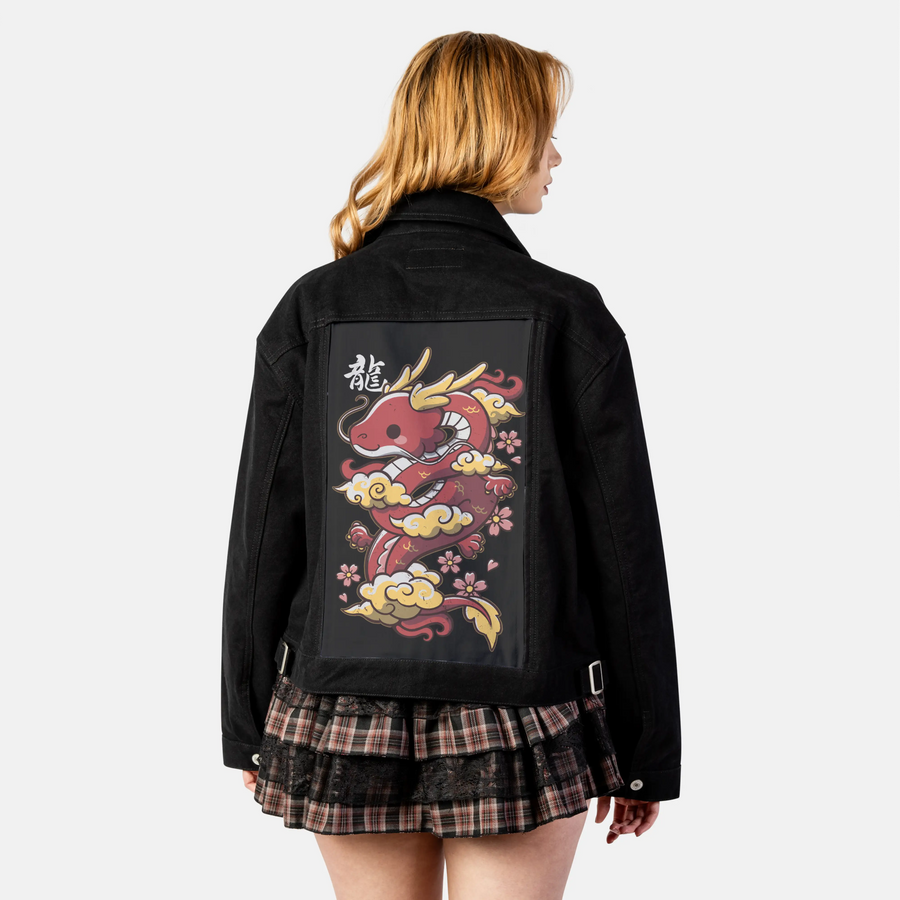 kawaiidragon patch on female atelier canvas jacket in nightfall