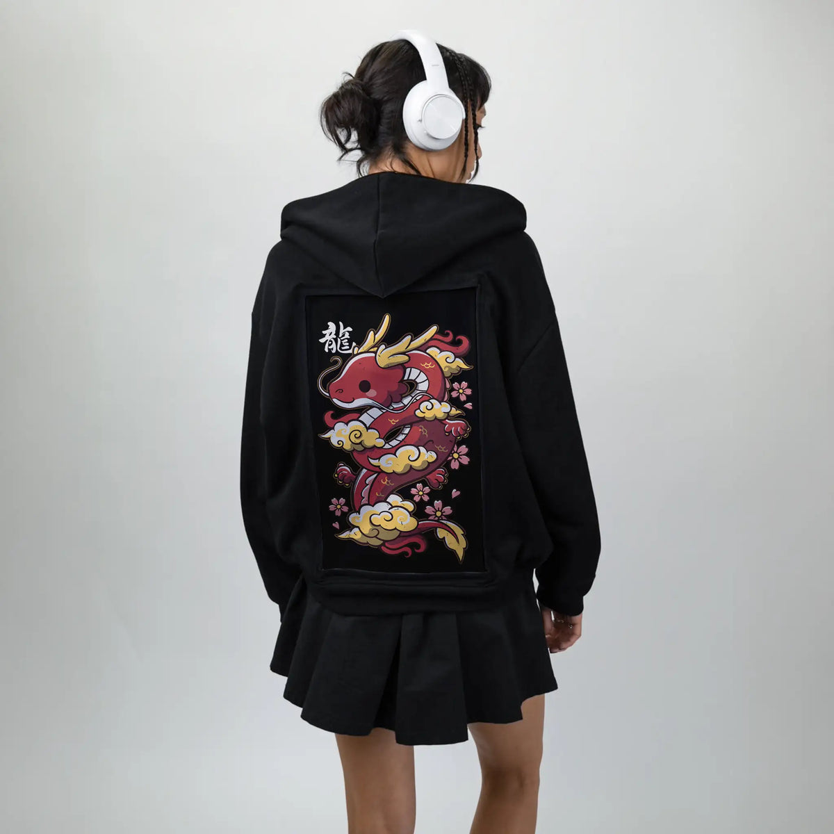 kawaiidragon patch on female essential zip hoodie in after hours