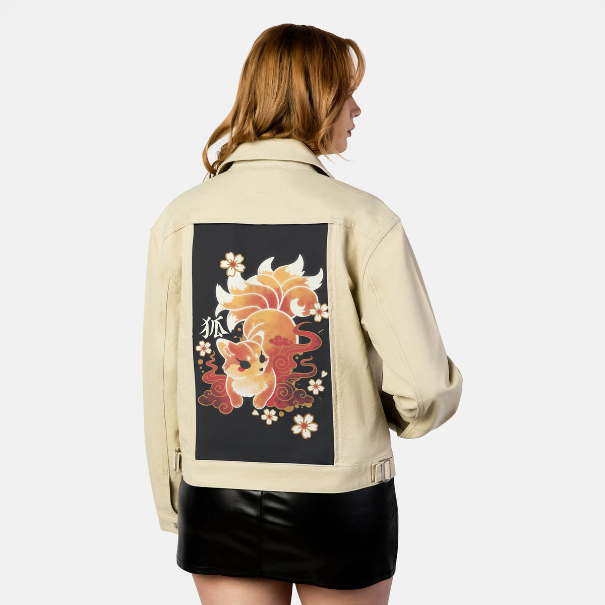 kawaiifox patch on female atelier canvas jacket in tan