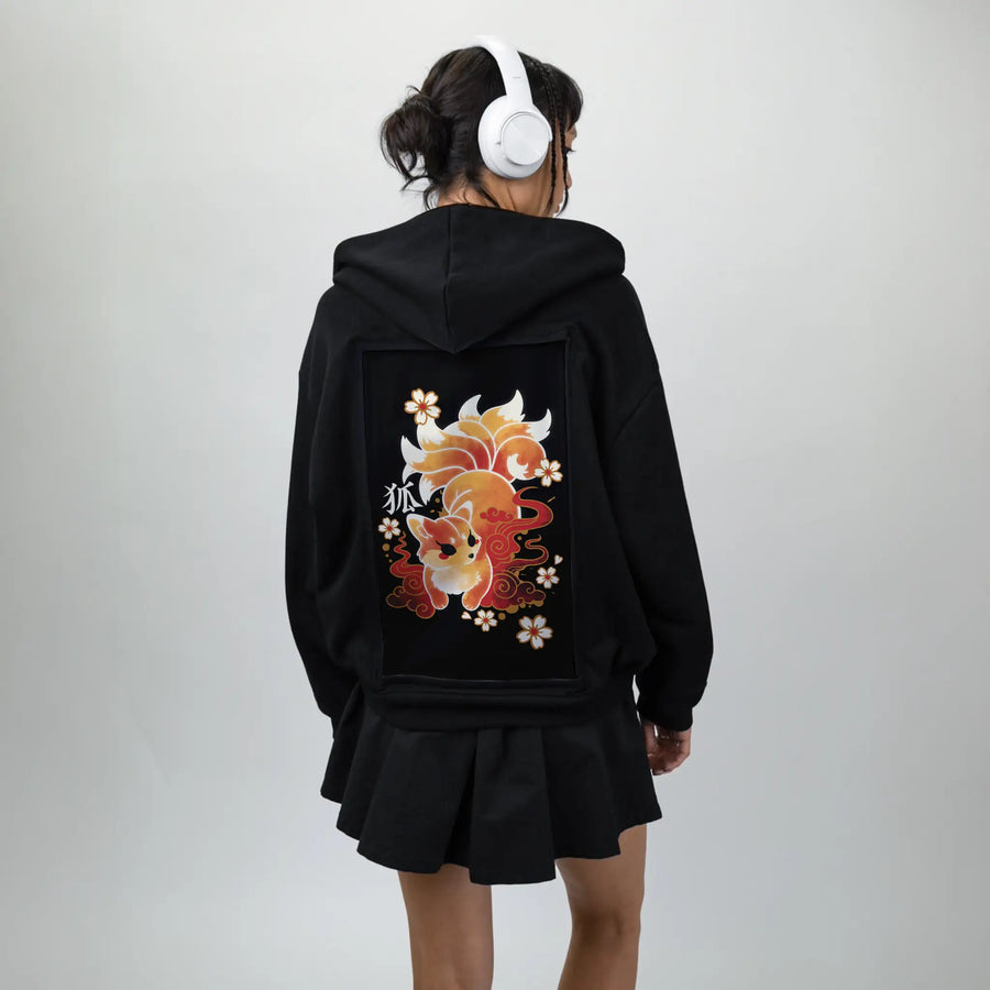 kawaiifox patch on female essential zip hoodie in after hours