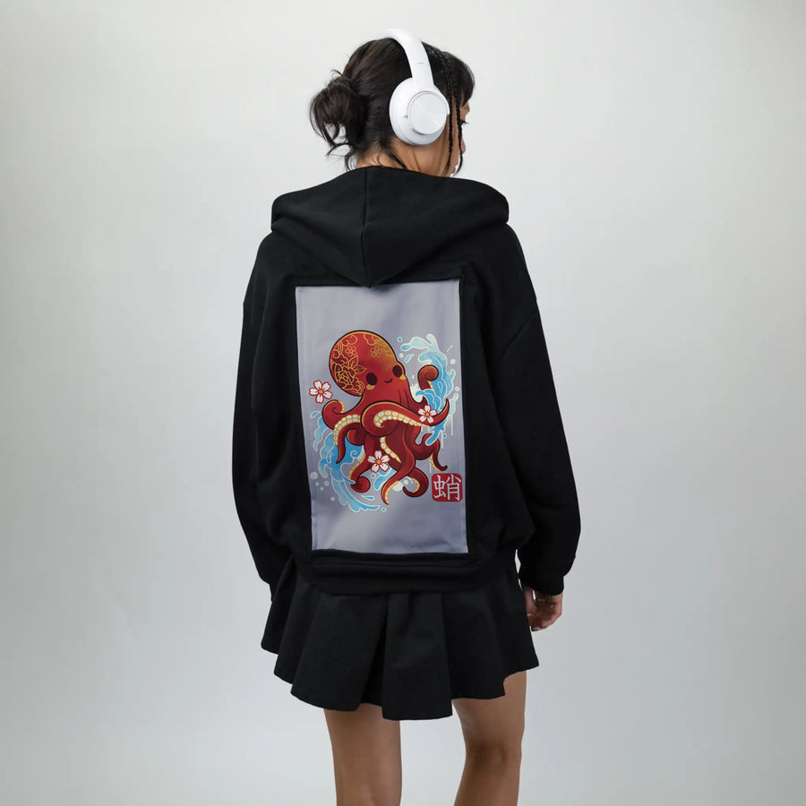 kawaiioctopus patch on female essential zip hoodie in after hours