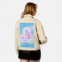 keepitcute patch on female atelier canvas jacket in tan