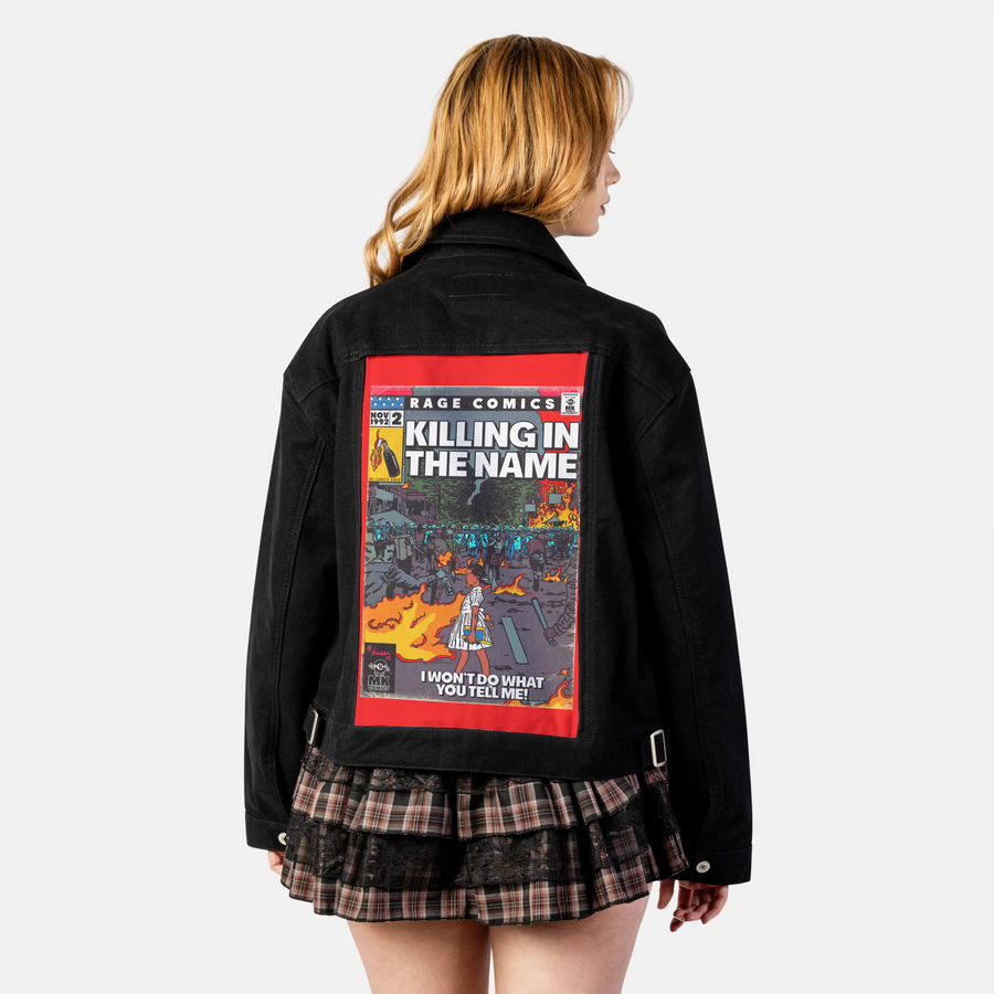 killinginthename patch on female atelier canvas jacket in nightfall