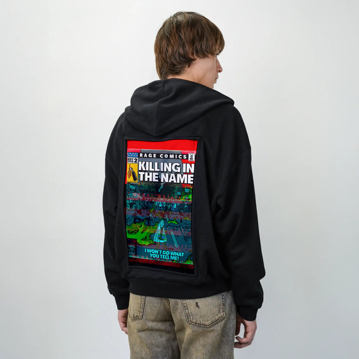 killinginthename patch on male essential zip hoodie in after hours