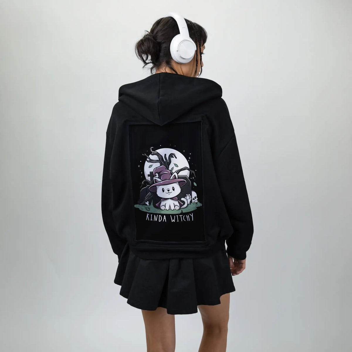 kindawitchy patch on female essential zip hoodie in after hours