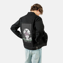 kindawitchy patch on male og denim jacket in raven