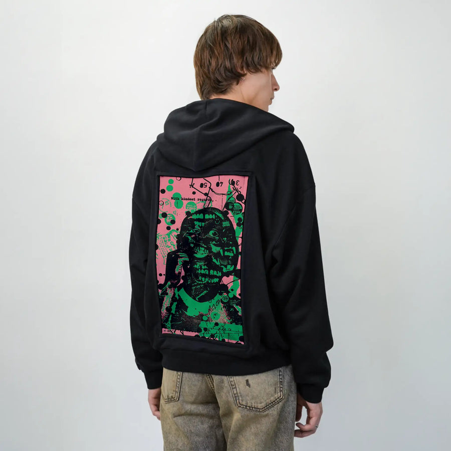 kindestregards patch on male essential zip hoodie in after hours