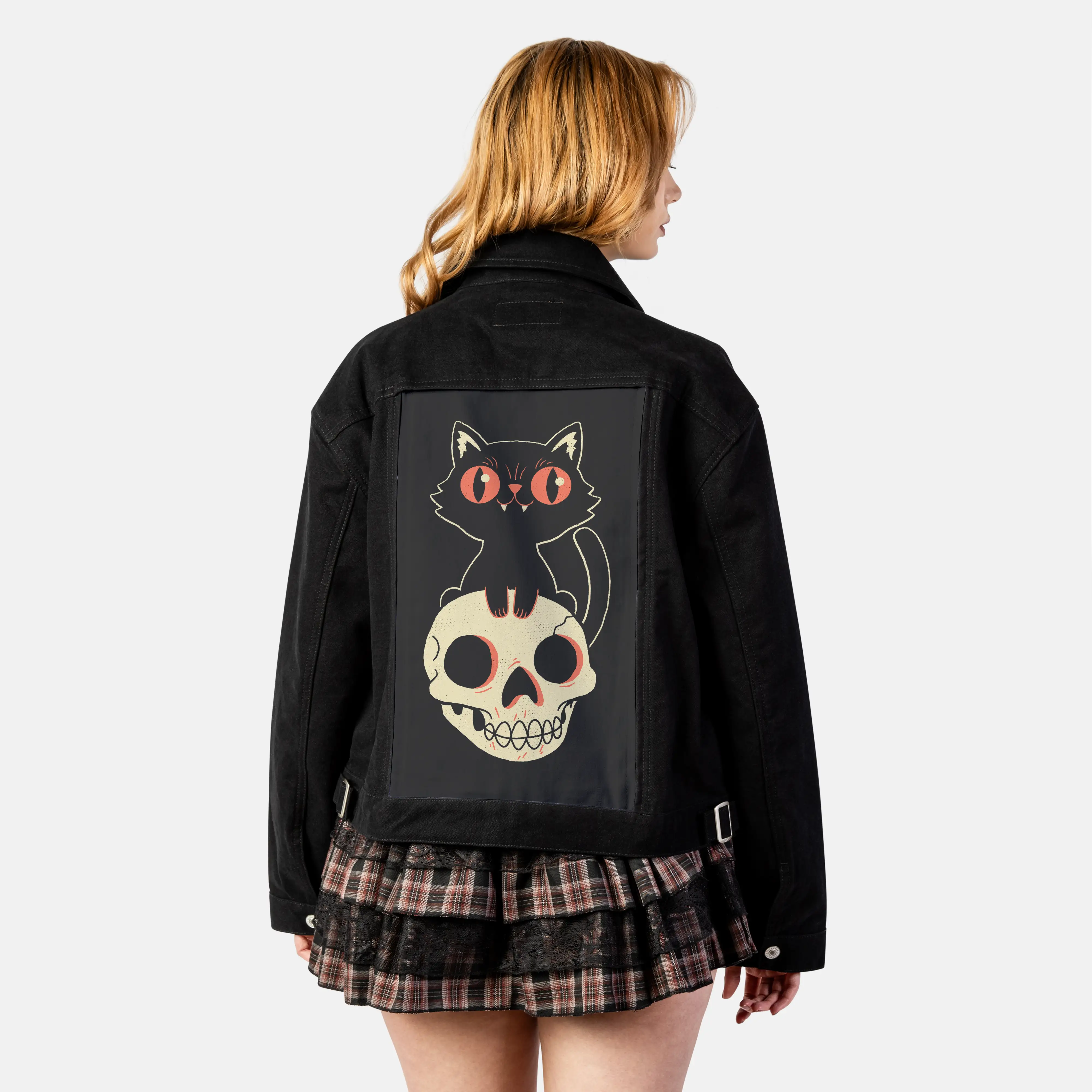 kittyskull patch on female atelier canvas jacket in nightfall