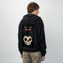 kittyskull patch on male essential zip hoodie in after hours