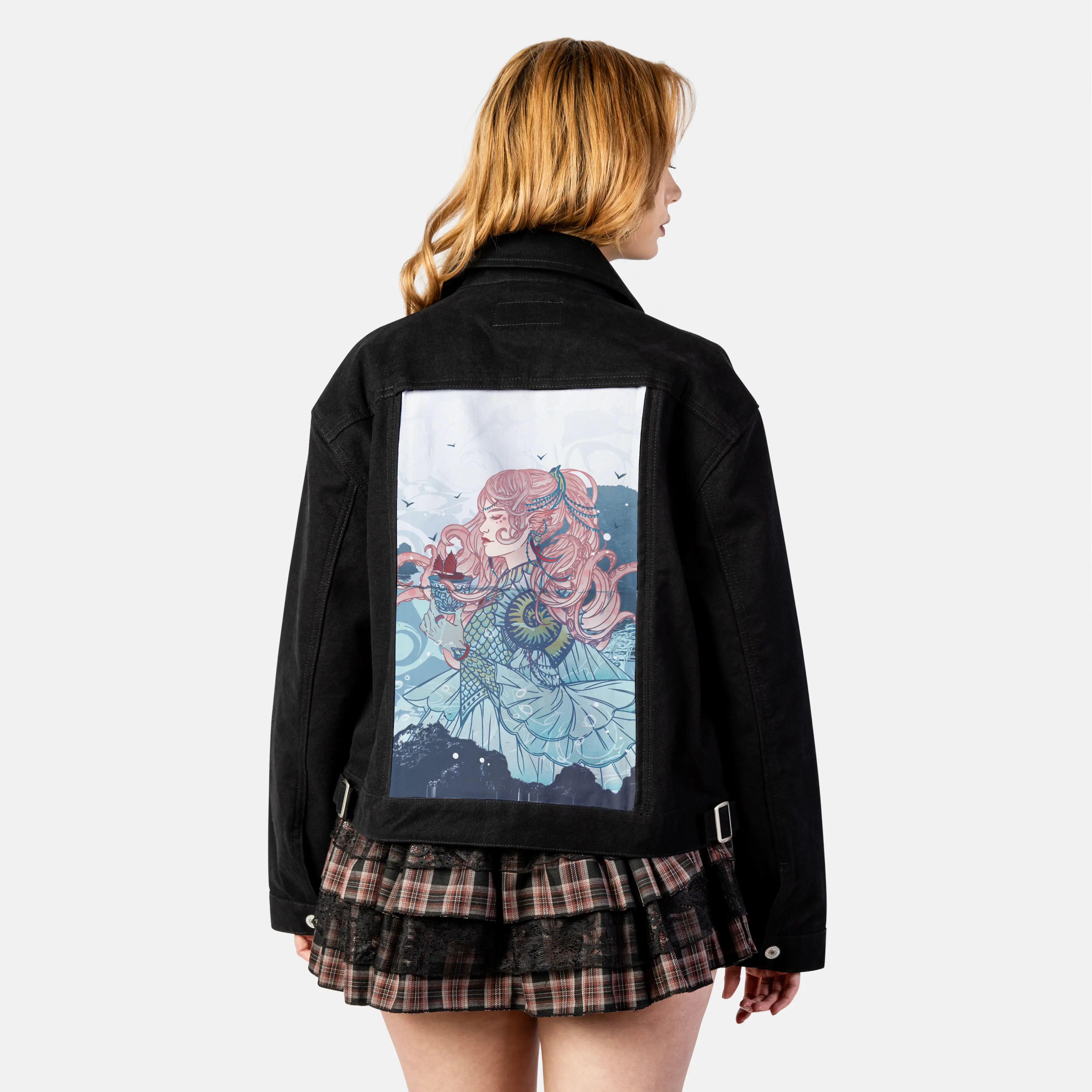 knightofcups patch on female atelier canvas jacket in nightfall