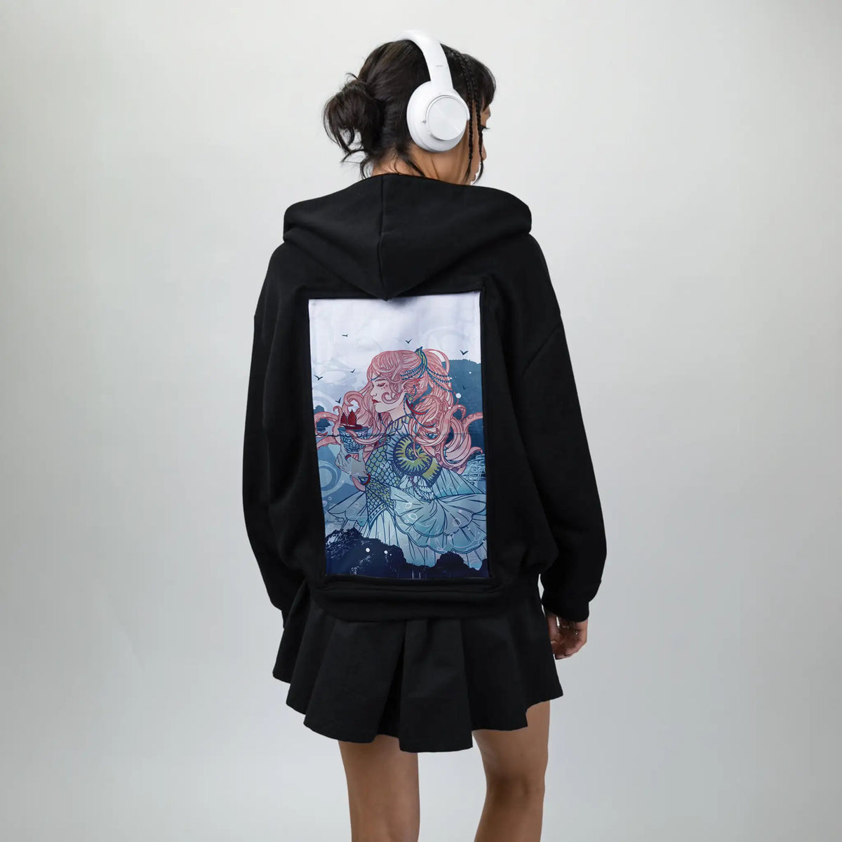 knightofcups patch on female essential zip hoodie in after hours