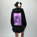 koi patch on female essential zip hoodie in after hours