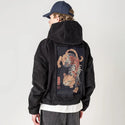 koifishcat patch on male retro cord hoodie in onyx