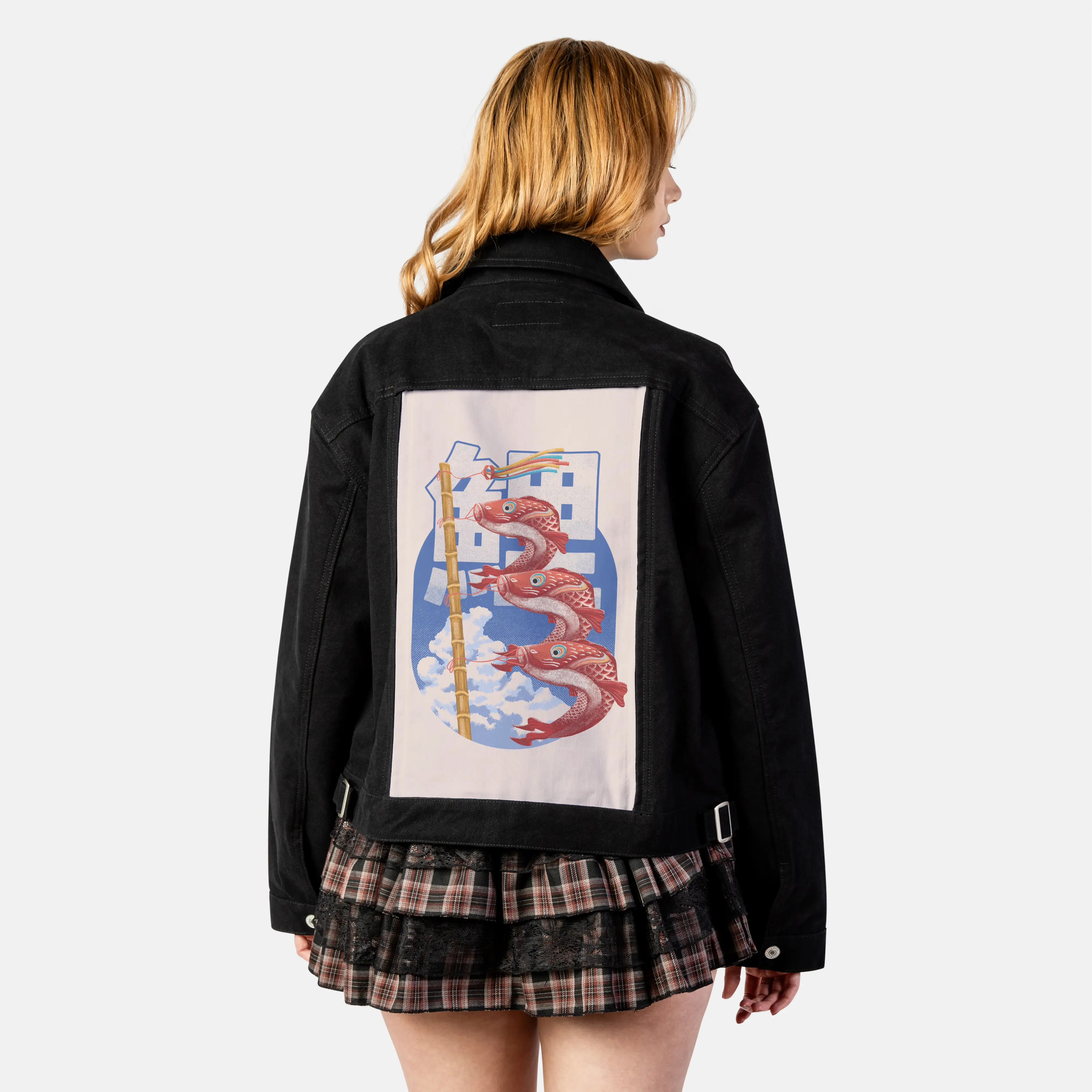 koinobori patch on female atelier canvas jacket in nightfall