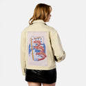 koinobori patch on female atelier canvas jacket in tan
