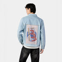 koinobori patch on male og denim jacket in oceanside