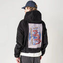 koinobori patch on male retro cord hoodie in onyx