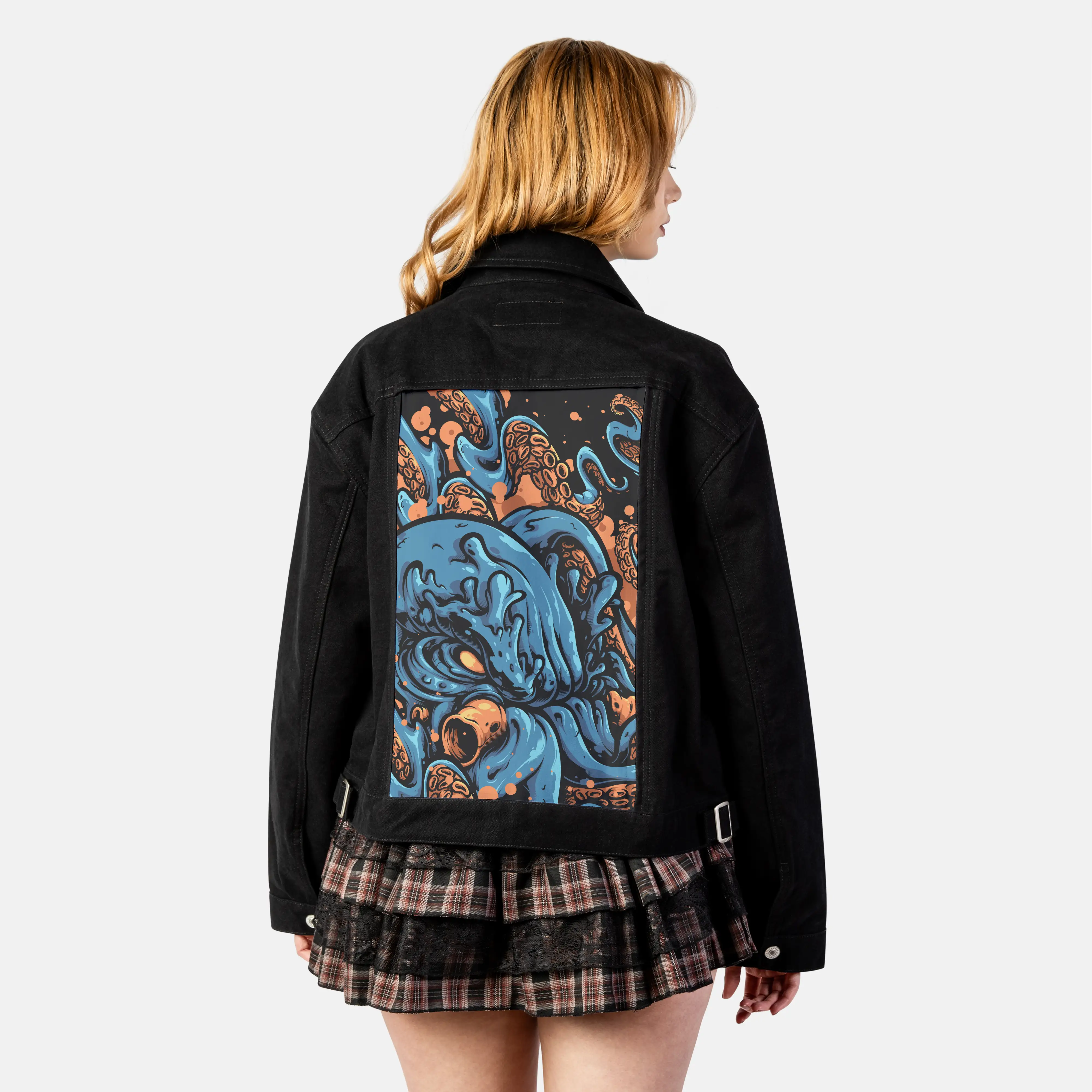 kraken patch on female atelier canvas jacket in nightfall