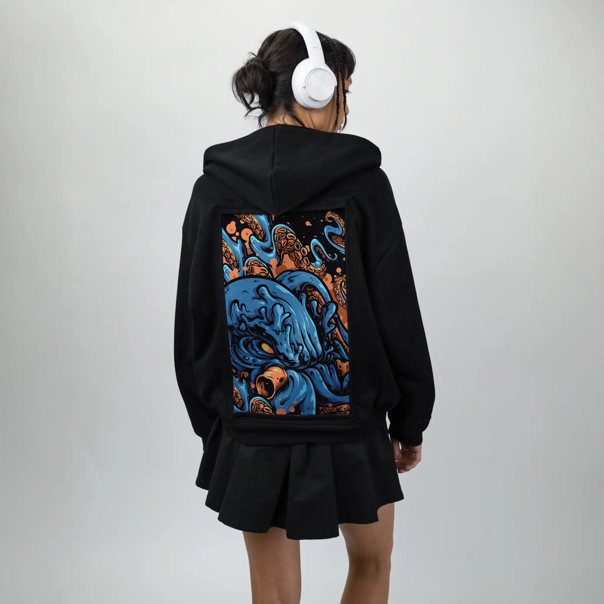 kraken patch on female essential zip hoodie in after hours