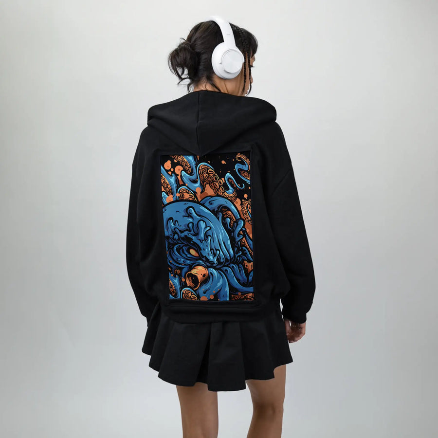 kraken patch on female essential zip hoodie in after hours