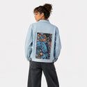 kraken patch on female og denim jacket in oceanside