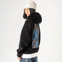 kraken patch on female retro cord hoodie in onyx