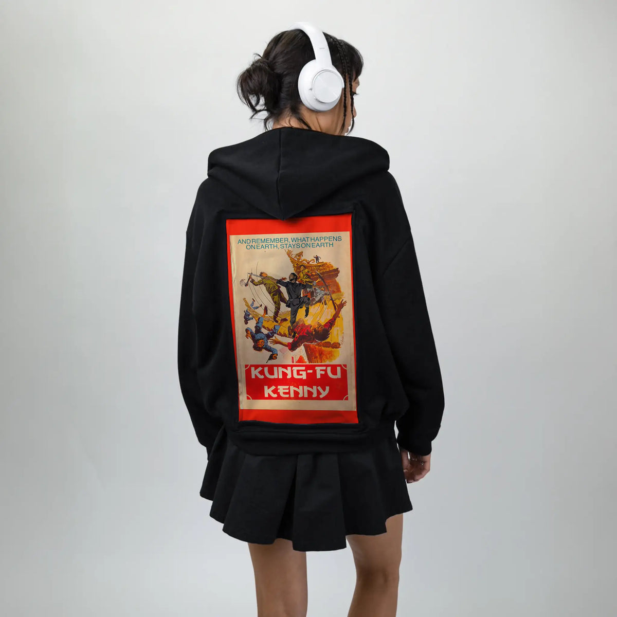 kungfukenny patch on female essential zip hoodie in after hours