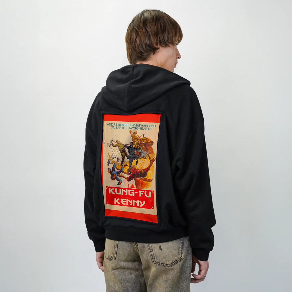 kungfukenny patch on male essential zip hoodie in after hours