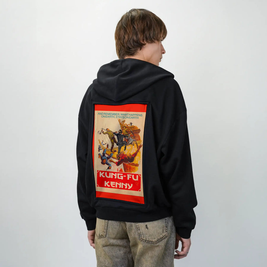 kungfukenny patch on male essential zip hoodie in after hours