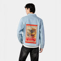 kungfukenny patch on male og denim jacket in oceanside
