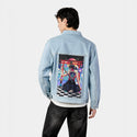kyokiblade patch on male og denim jacket in oceanside