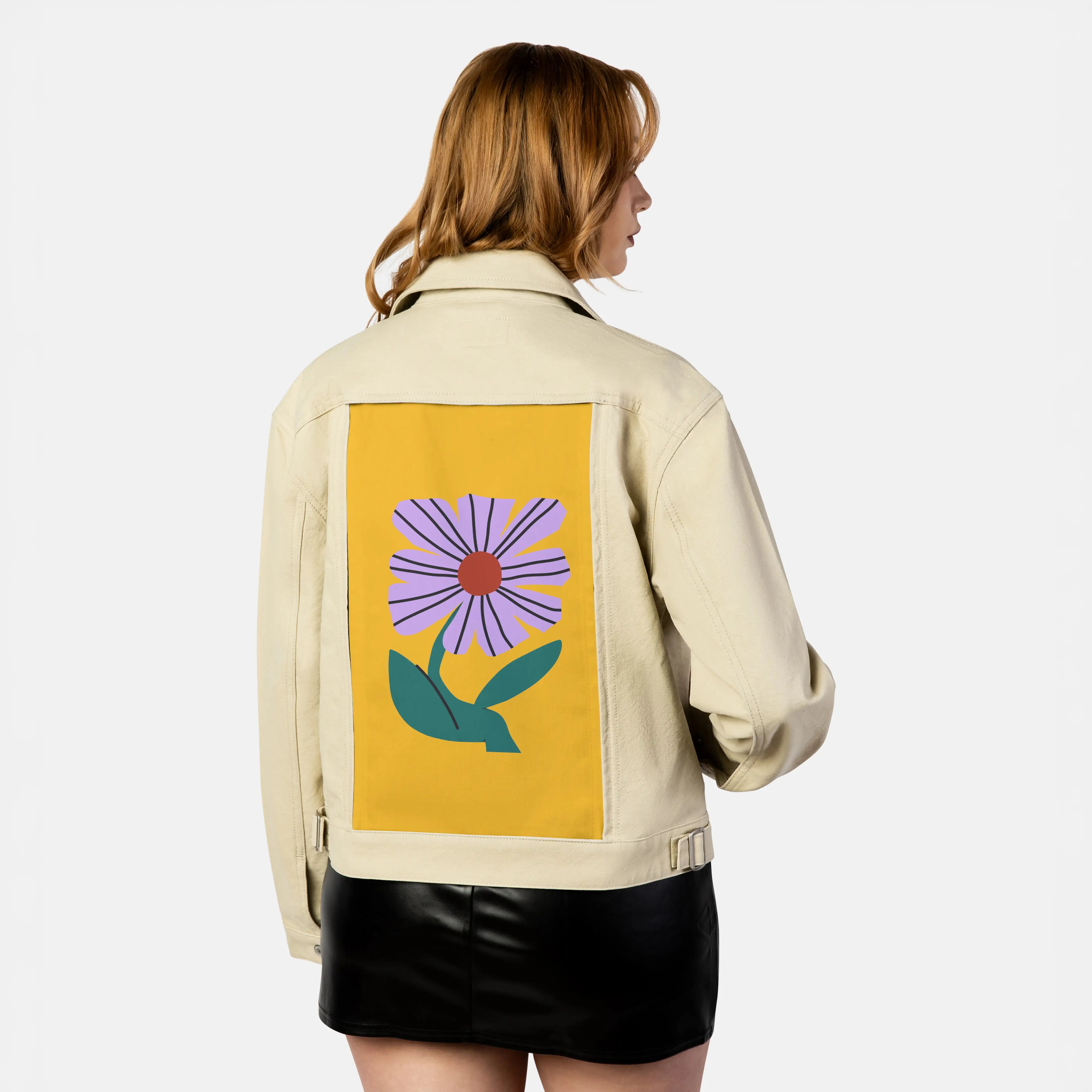 laflor patch on female atelier canvas jacket in tan